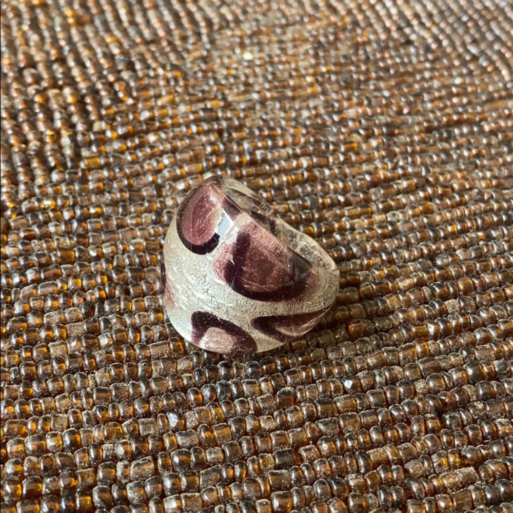 Beautiful Purple and Silver Colored Glass Ring